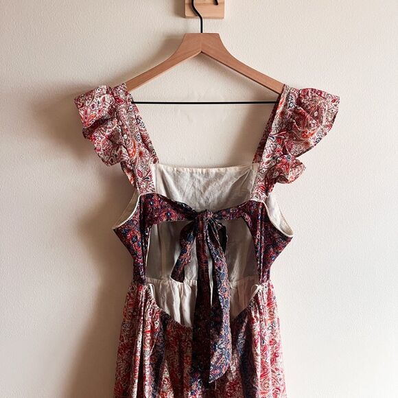 Haute Hippie Boho Fairy Floral Flutter Sleeve Dress Size M - Picture 5 of 7